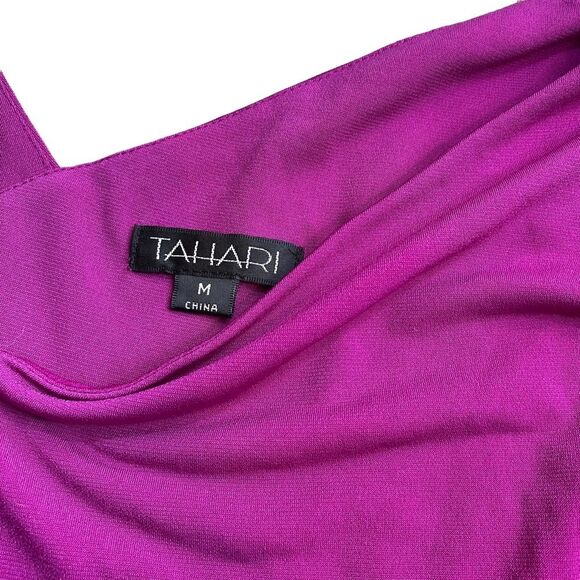 Tahari Magenta Purple Side Ruched Knee Length Sheath Dress Size M - Picture 3 of 8